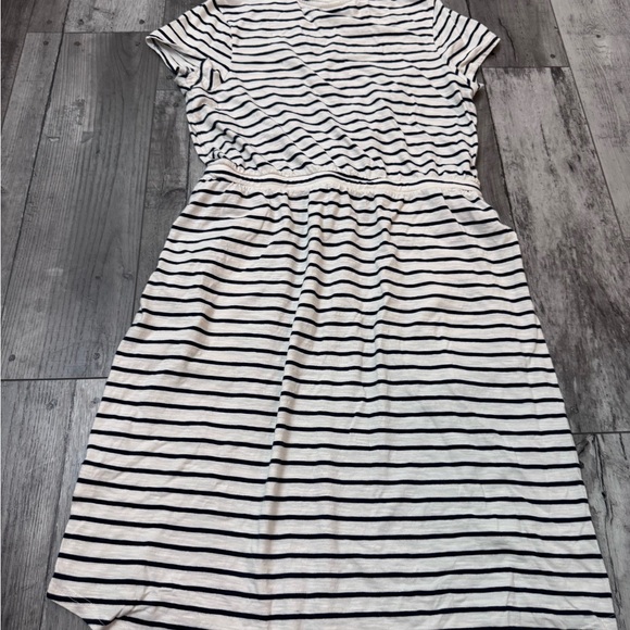 Pact Perfect Slub Weekend Dress White Striped L Organic Cotton Drawstring Casual - Picture 7 of 8